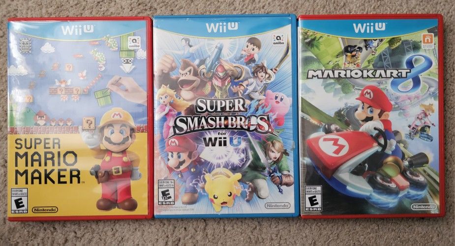 Nintendo Wii U Mario Game Lot Of 3 Maker Kart Smash Bros