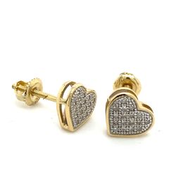 10k Gold Diamond Earrings Small Hearts .10ctw 1.1grams 140290 2
