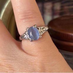 Silver Plated Cats Eye Gemstone Ring 6
