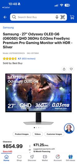 Gaming monitor Odyssey Oled G6