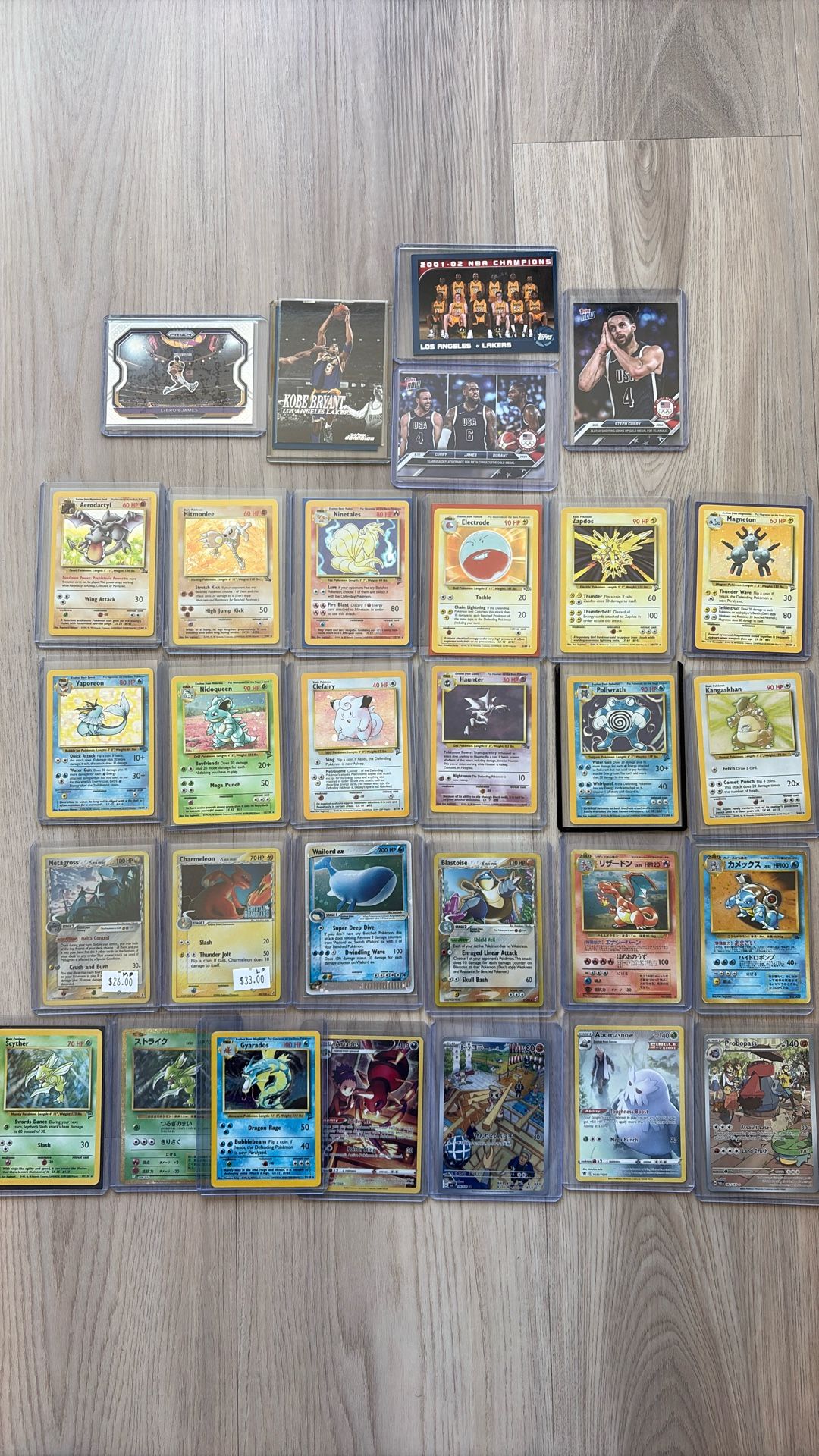 Pokemon cards (basketball And One Piece)