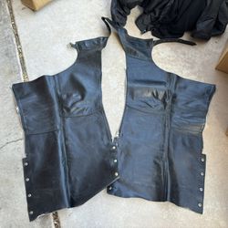 Leather Motorcycle Chaps - Medium