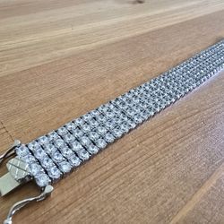 Stainless Steel 4 Row Cubic Zirconia Bracelet 