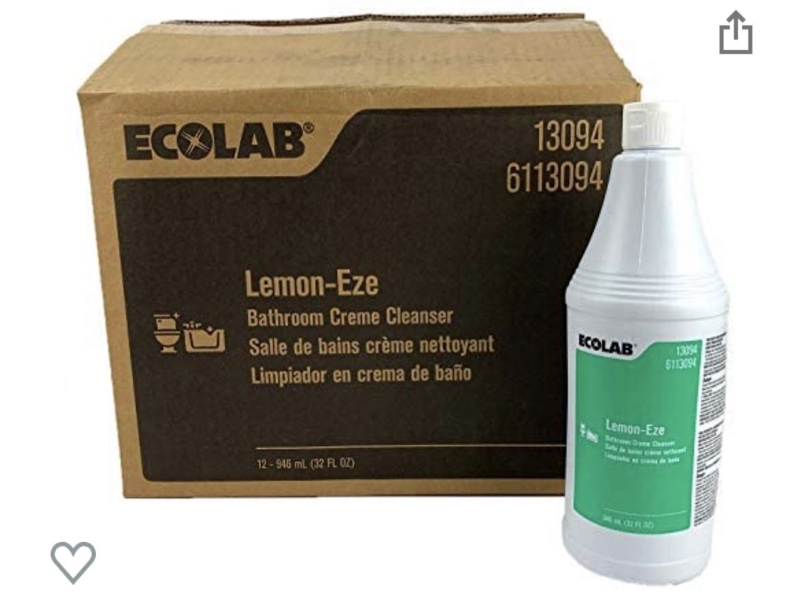 Ecolab 13094 LemonEze Cream Cleanser, Pro-Strength Lemon-Eze Blasts Grime, Grease & Scum (12/cs)