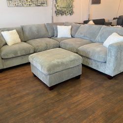 Gray Sectional & Ottoman 