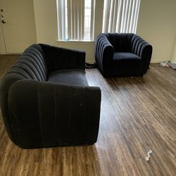 Black Suede Sofa & Love Seat