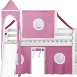 Twin Size Low Loft Bed Frame With Slide *Used *