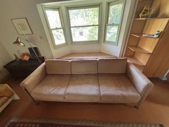 Dunbar linen and chrome sofa