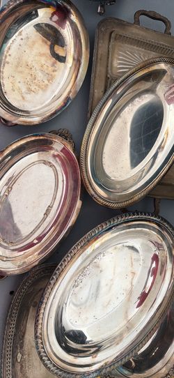 6 Assorted silver platters