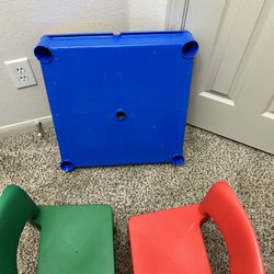 LEGO Table With 2 Chairs. (missing  Legs Of Table)