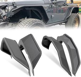 for JK 4-Piece Tubular Front and Rear Fender Flares Kit Compatible with 2007-2018 Jeep Wrangler JK JKU Unlimited 2/4 Doors, Off-Road Heavy Duty Steel 