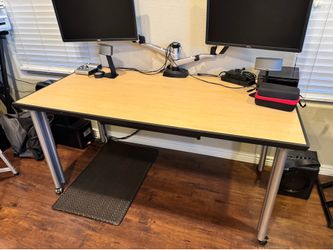 Large Modern Office Desk - 72” Wood Top with Metal Legs