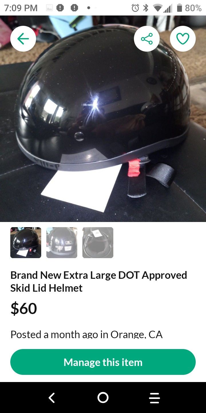 Brand New Extra Large DOT Approved Skid Lid Helmet