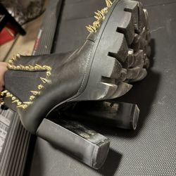 Black High Heel Boots Spikes - Used 