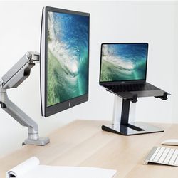 Mount-It! Single Monitor Arm Mount | Desk Stand | Full Motion Height Adjustable Articulating Mechanical Spring Arm | Fits 24 27 29 30 32 Inch VESA Com