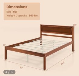 Full Size Wood Platform Bed Frame with Headboard