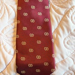 Vintage Gucci Burgundy GG Monogram Silk Tie Made in Italy Authentic 100% Silk