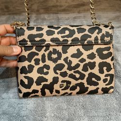 Anne Klein Black/Leopard Print Crossbody Purse 5Hx9"W /2 straps magnetic close