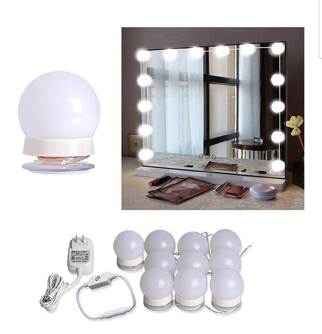 Hollywood Style LED Vanity Mirror Lights Kit with 10 Dimmable Light Bulbs For Makeup Dressing Table, White (No Mirror Included)