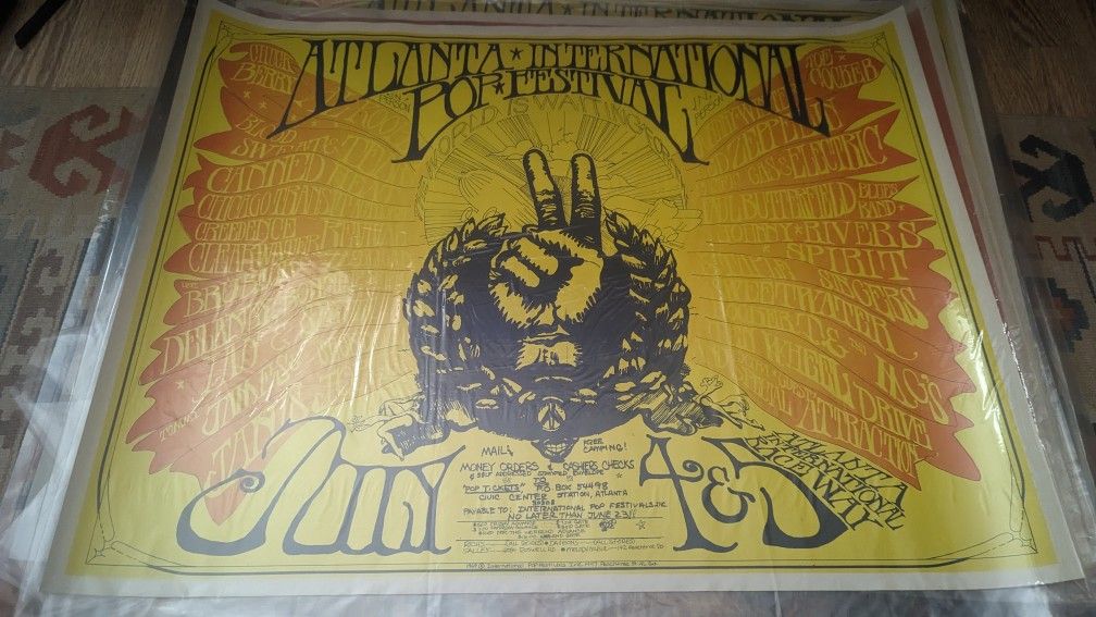 Rare 1969 Atlanta International Pop Music Festival Poster
