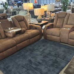 OM• $38 Initial • Brand New Wolfridge Power Reclining Sofa And Loveseat 