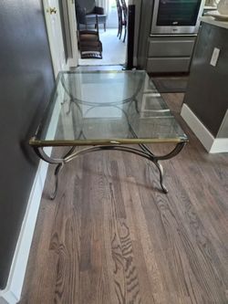 Moving: 3 piece table set: Solid Brass (very heavy) Coffee table and 2 matching end tables
