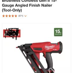 Milwaukee M18 FUEL 18-Volt Lithium-Ion Brushless Cordless Gen II 15-Gauge Angled Finish Nailer (Tool-Only)