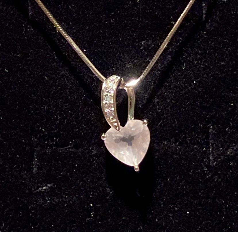 Rose Quartz Heart Pendant Necklace