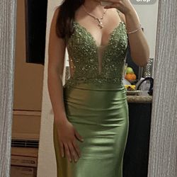Sage green prom dress