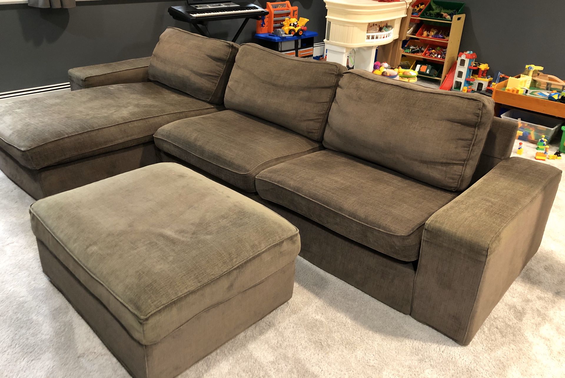 IKEA sectional sofa with ottoman and storage