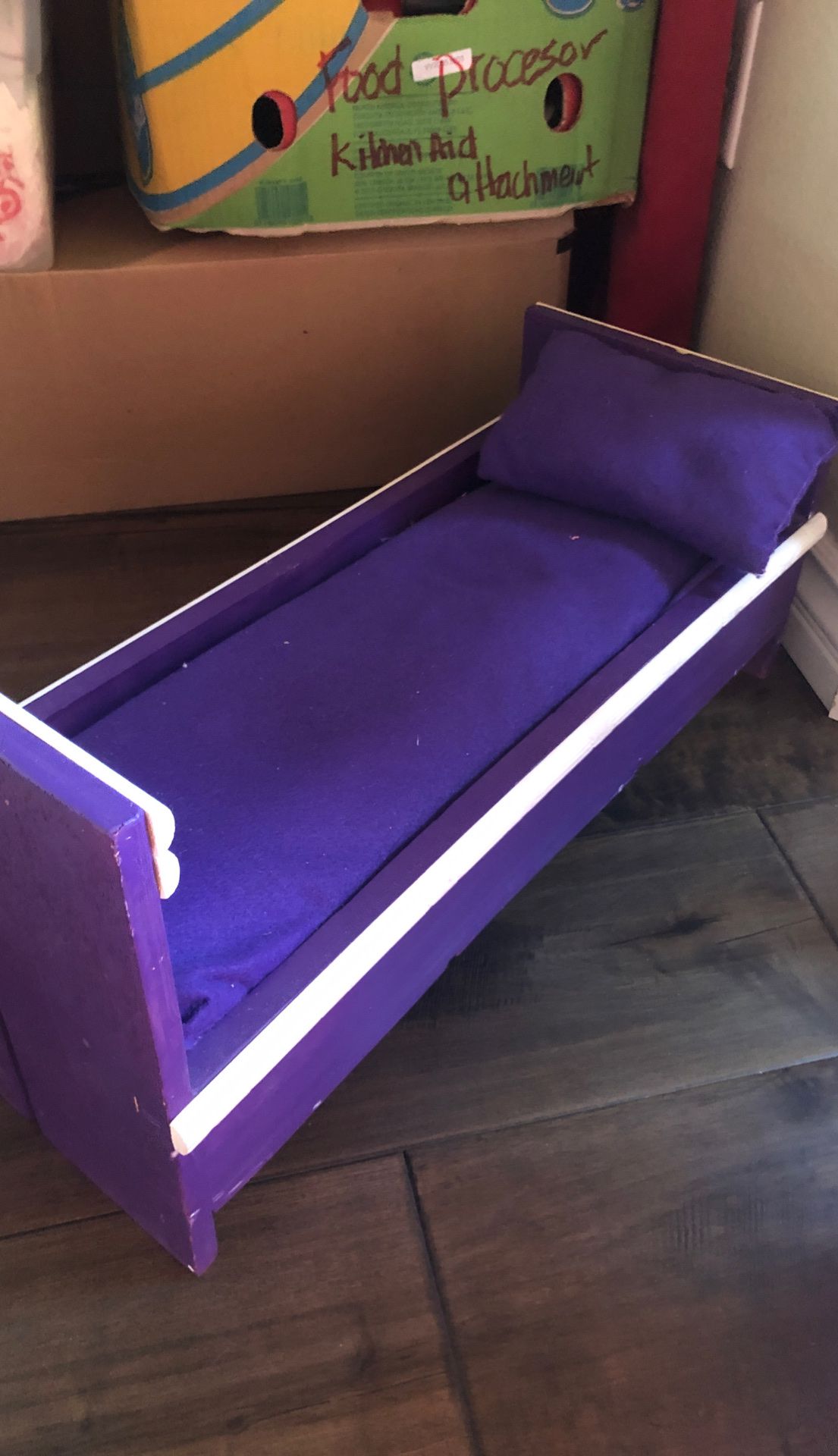 Hand made doll bed with mattress. For American girl size dolls
