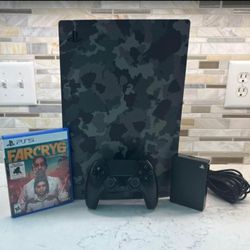 Camo PS5 Disk-Free Bundle w/ Black Dual Sense Controller, 4TB External Hard Drive, and Farcry 6 Game