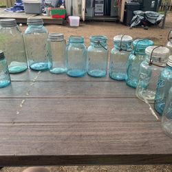 antique vintage aqua glass ball canning jars 