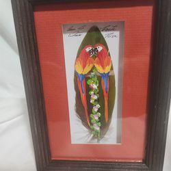 Hand painted feathers Cardinal