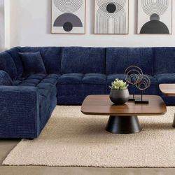 🌟Free Delivery—Brand New Blue Sofa, Couch, Sectional 