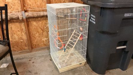 Large White Bird Cage with Accessories