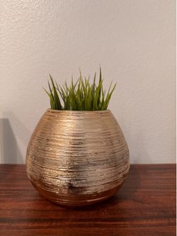 Potted faux grass