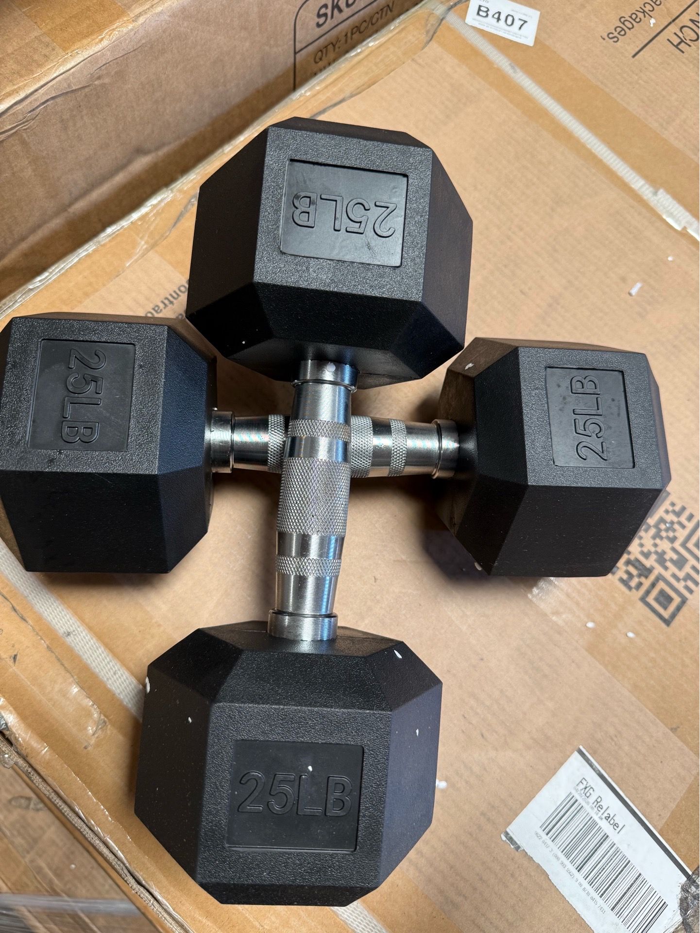 Hex Dumbbells Rubber Coated Hand Weights for Exercises and Fitness Home Gym, 2×25LB Pair