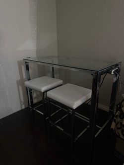 Glass Top Bar Table with 4 Stools