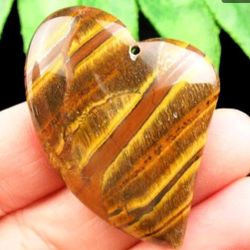 Brown Tiger Iron Gem Stone Pendant Heart Design 
