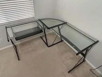 L-Shaped Glass Top Corner Desk