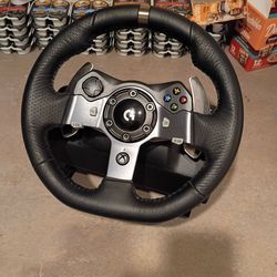 Xbox  steering wheel and pedals