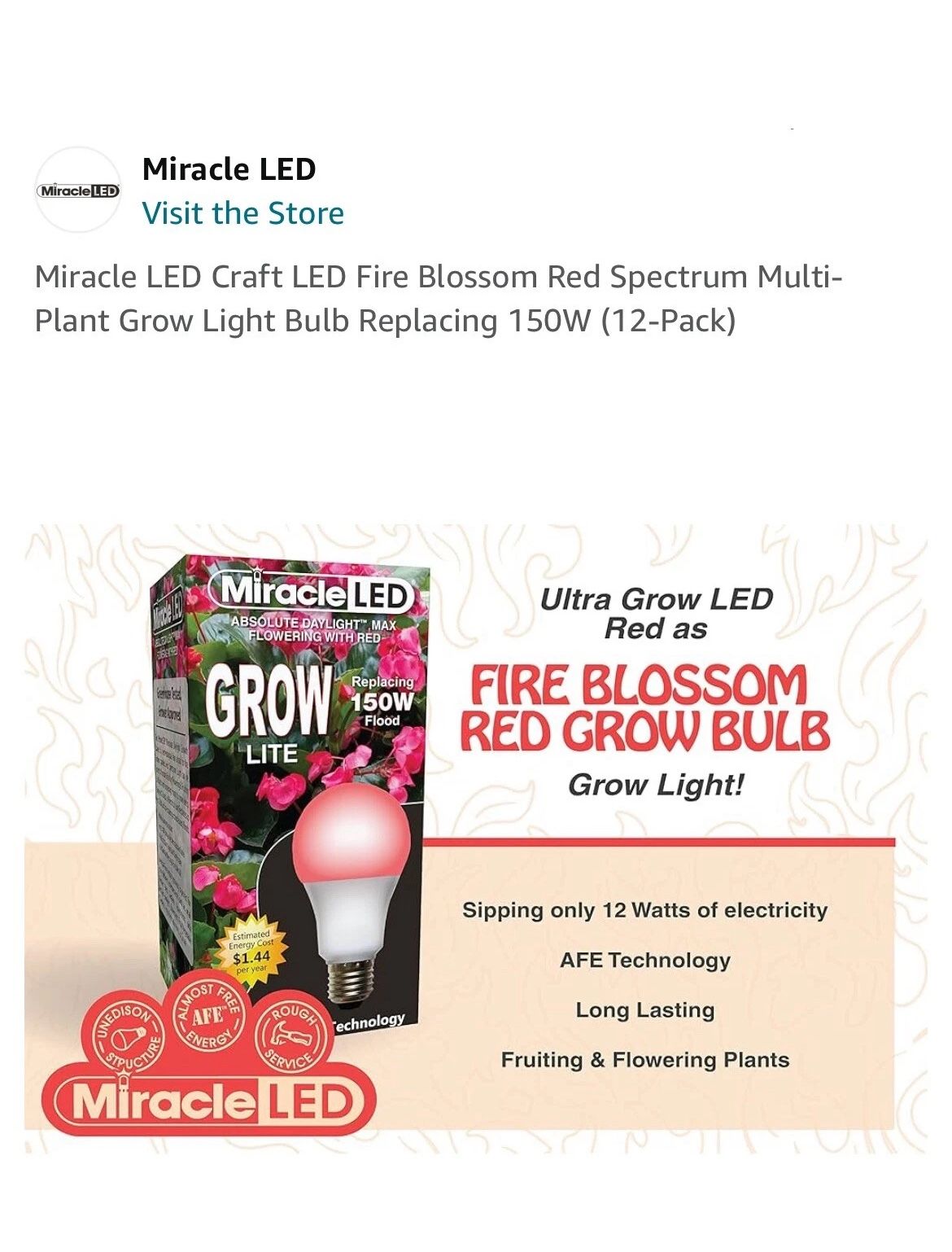 Miracle LED Craft LED Fire Blossom Red Spectrum Multi-Plant - Pack Of 12