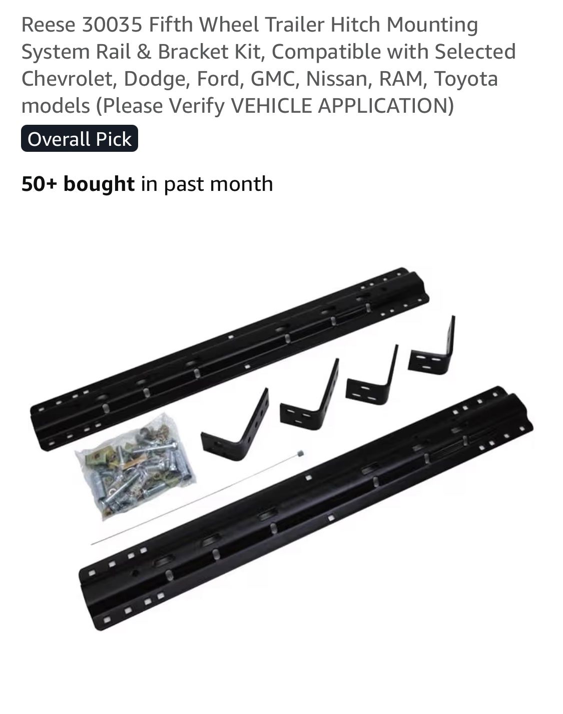 Reese 5th Wheel Rails W/Hardware
