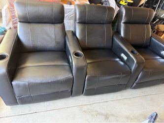 Black leather 3 seater movie set
