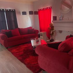 Red 2 Piece Sofa & Love Seat Couch 