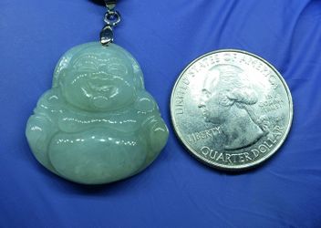 Burmese icy type A jadeite jade pendant lucky happy Buddha.