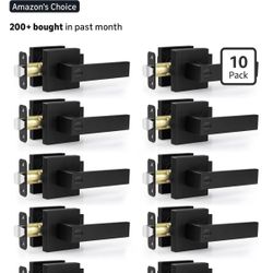 Privacy Door Lock, 10 Pack Matte Black Keyless Door Handles Interior Heavy Duty Bed and Bath Door Lever Set, Reversible for Left/Right Handed Doors