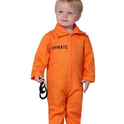 Spooktacular Creations Baby Unisex Jailbird Costume, Jail Prisoner Costume Jumpsuit for Toddler Girls Boys Halloween Dress Up Party (18-24 months)