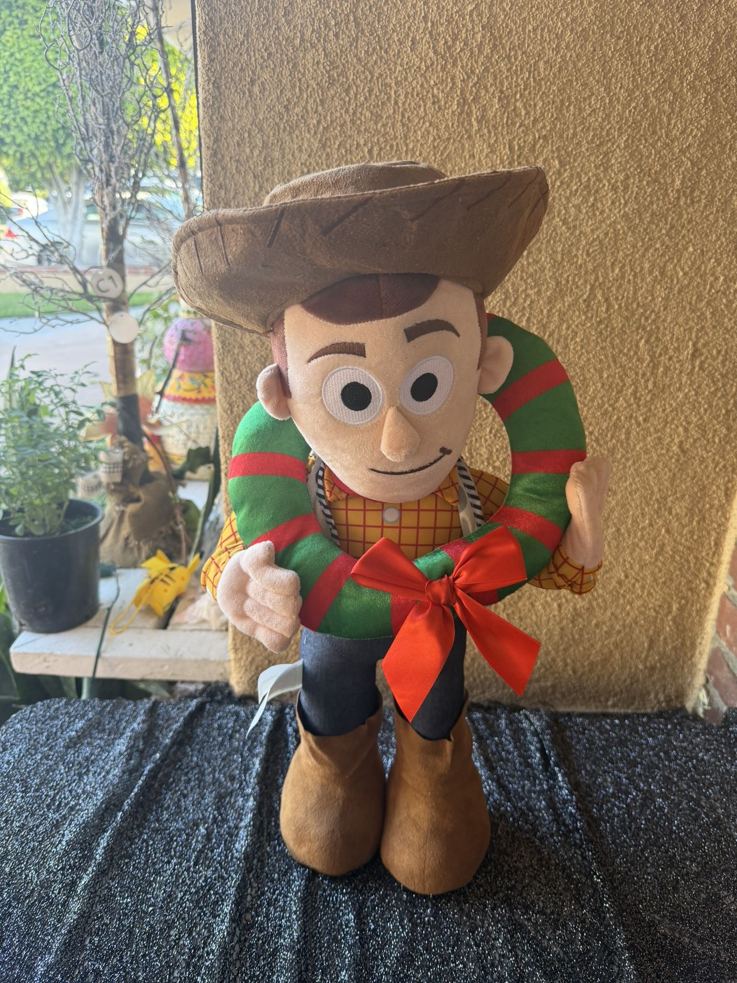 Very Rare Gemmy Disney Pixar 24" Toy Story 4 Woody w/Wreath Door Greeter Vintage